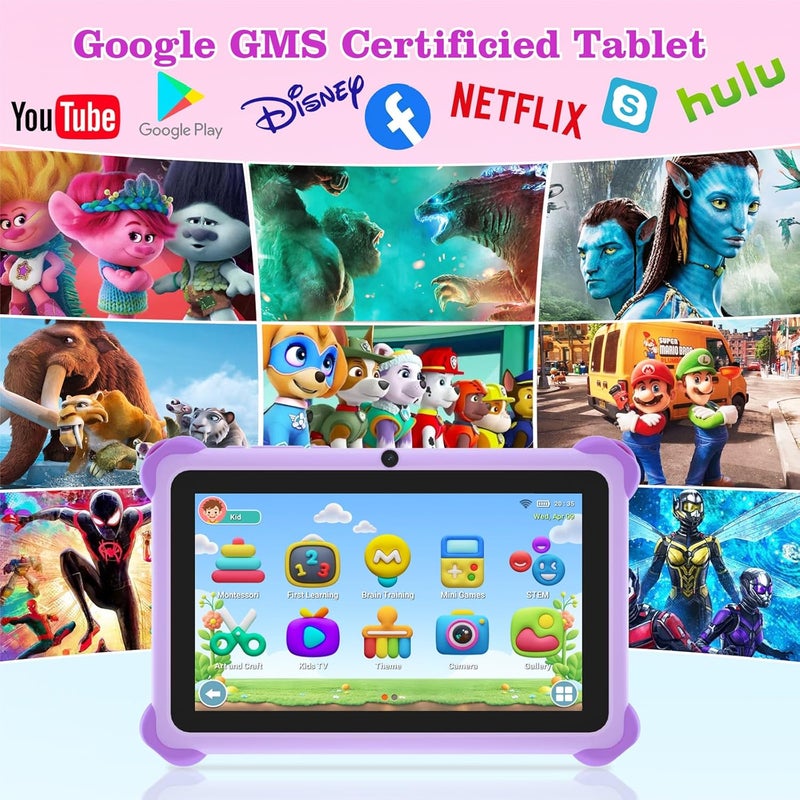 Trayoo Kids Tablet, 7 inch Tablets for Kids, 32GB Toddler Tablet with Case Included, Parental Control, Dual Camera, GMS, WiFi (Purple) - Image 3